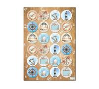 Adesivi marini, 24 pezzi: stickers con conchiglie, ancora, gabbiano, faro, decorazioni tema mare, estate, spiaggia, decorazione per biglietti, regali, party, piccoli etichette, Ø 4 cm
