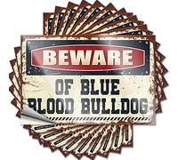 Adesivi meccanici Beware of Blue Blood Bulldog, adesivi divertenti per auto, confezione da 10 adesivi divertenti per la stanza (6 x 9 cm)