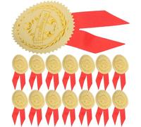 Adesivi Medaglia Riconoscimento per 36 Set Carta e Ribbon Rosso