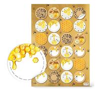 Adesivi miele, set di 24: etichette rotonde per barattoli artigianali, sticker personalizzati decorativi da scrivere, fai da te per regali, bomboniere, conserve, Ø 4 cm