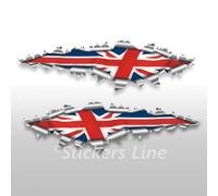 Adesivi MINI COOPER bandiera INGLESE cm 40 strappo effetto squarcio su lamiera