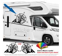 Adesivi montagna rosa dei venti bussola per camper fuoristrada 4x4 valigie moto