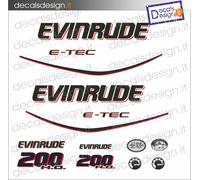 Adesivi motore marino fuoribordo Evinrude e-tec 200 cv H.O. baffi a due colori
