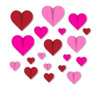 Adesivi murali 3D a forma di cuore per la decorazione della casa, decalcomanie impermeabili in vinile PET in rosso rosa, rosa e scarlatto - set da 120 pezzi con diverse dimensioni (C)