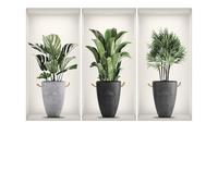 Adesivi murali 3D con pianta simulata per la decorazione della casa - Decalcomanie realistiche in vinile PVC 66 cm x 43 cm set di 3 per pareti lisce superfici a specchio