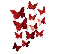 Adesivi murali 3D Farfalla 12pz Decorazione Casa Giardino Matrimonio (rosso)