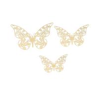 Adesivi Murali 3d Farfalle 12 adesivi 3D a forma di farfalla traforata, decalcomanie a specchio in oro/argento/oro rosa, decorazioni da parete in metallo, articoli for feste nozze(Gold type a)