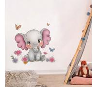 Adesivi murali a forma di topolino floreale, adesivi impermeabili per bagno e toilette, adesivi murali autoadesivi a forma di elefante carino, adesivi decorativi per camera dei bambini e asilo nido co