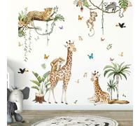 Adesivi Murali Animali Della Giungla, Adesivi per Cameretta Bambini del Giraffa Leopardo Vineman, Impermeabile Stickers Muro Cameretta, Autoadesivo Murales di Animali per Decorazione Camerette
