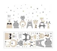 Adesivi Murali Animali Giungla, Cartoon Jungle Animal Wall Stickers, Decorazione Murale Adesivi da Parete Safari Stickers Muro per Bambini Camerette Camera da Letto Asilo Nido