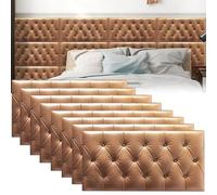 Adesivi murali anticollisione 3D for bambini, tatami spesso decorativo for cameretta dei bambini,pannelli murali imbottiti for camera da letto, sala giochi(Brown,4 Pack(30x60 cm))