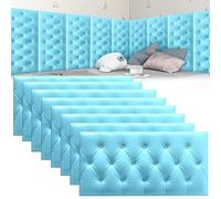 Adesivi murali anticollisione 3D for bambini, tatami spesso decorativo for cameretta dei bambini,pannelli murali imbottiti for camera da letto, sala giochi(Blue,4 Pack(30x60 cm))
