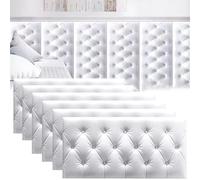 Adesivi murali anticollisione 3D for bambini, tatami spesso decorativo for cameretta dei bambini,pannelli murali imbottiti for camera da letto, sala giochi(White,4 Pack(30x60 cm))