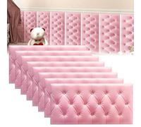 Adesivi murali anticollisione 3D for bambini, tatami spesso decorativo for cameretta dei bambini,pannelli murali imbottiti for camera da letto, sala giochi(Pink,4 Pack(30x60 cm))