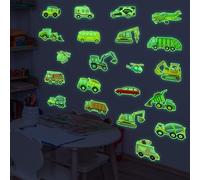Adesivi Murali Automobili Trasporto Luminosi Adesive da Parete Fluorescenti Auto Costruzione Veicoli Adesivo Murale Decorazione Murale Bambini Ragazzi Camera da Letto Cameretta Verde