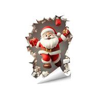 Adesivi Murali Babbo Natale - Adesivi Murali Natalizi Con Effetto 3D | Decalcomanie Autoadesive Per Babbo Natale Ca-rino Che Sfonda Le Pareti | Divertenti Decorazioni Natalizie Per La Casa (C)