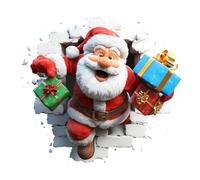 Adesivi murali Babbo Natale - Decalcomanie natalizie divertenti effetto 3D rimovibili, adesivi per la casa soggiorno invernale, per camera da studio per feste in ufficio