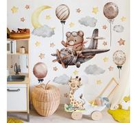 Adesivi Murali Bambini Adesivo Murale da Parete Art Sticker Da Muro Animali Orsi Nuvole Luna e stelle Wall Sticker Sweet Dream Wall Decal per Cameretta dei Bambini Babyroom Asilo Nido Decorazione