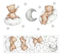Adesivi Murali Bambini Adesivo Murale da Parete Art Sticker Da Muro Animali Orsi Nuvole Luna e stelle Wall Sticker Sweet Dream Wall Decal per Cameretta dei Bambini Babyroom Asilo Nido Decorazione (A)