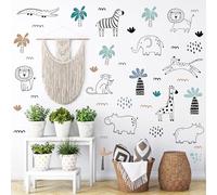Adesivi Murali Bambini Animali della Foresta, Stickers Muro per Cameretta Bimbo e Bimba, Decorazioni Parete Cameretta Neonato, Carta da Parati Adesiva per Asilo e Camera da Letto, 1 Set