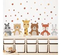 Adesivi murali boho a pois con giraffe adorabili - decalcomanie rimovibili in PVC autoadesive - per camera del bambino/stanza di ragazzi e ragazze/camera dei bambini/bagno/aula/decorazione della nurse