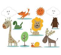 Adesivi Murali CAMERETTA bambino bambina animali fattoria 34x24 Wall Stickers VINILE LUCIDO HD