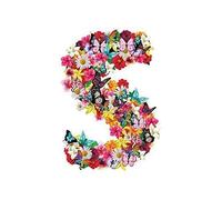 Adesivi Murali CAMERETTA NOMI bambina LETTERA -S - FIORI FARFALLE - Wall Stickers VINILE LUCIDO HD lettere (15 CM)