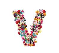 Adesivi Murali CAMERETTA NOMI bambina LETTERA -V - FIORI FARFALLE - Wall Stickers VINILE LUCIDO HD lettere (30 CM)