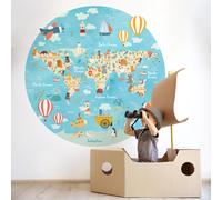 Adesivi murali Camerette bambini Stoffa riposizionabile Cerchio Mappamondo