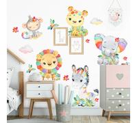 Adesivi murali Camerette bambini Stoffa riposizionabile Giungletta arcobaleno