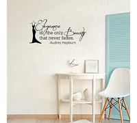Adesivi murali citazione di Audrey Hepburn Eleganza è l'unica bellezza che non sbiadisce Decalcomanie adesive per camera da letto soggiorno studio Adesivo murale nero rimovibile 57X27CM