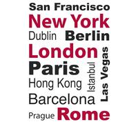 Adesivi murali Cities 47x67 cm 2 fogli Multicolore