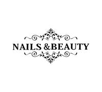 Adesivi murali con logo Nails And Beauty, decalcomania da parete in vinile per manicure e unghie, decorazione per finestre di studi di bellezza, poster per nail art, murale extra large - 65x142 cm