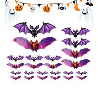Adesivi murali con pipistrelli di Halloween | 24 pezzi adesivi da parete con pipistrelli illuminati in 3D | Decorazione interna per casa camera da letto soggiorno negozio aula | Feste di compleanno