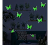 Adesivi murali creativi piante verdi con for disegni farfalle luminose 6