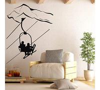 Adesivi Murali Decalcomanie Murali Carta Da Parati Sci Decalcomania Da Muro Sciatore Seggiovia Montagna Sport Invernali Sci Alpino Segno Home Camera Da Letto Decor Murale 54X42Cm