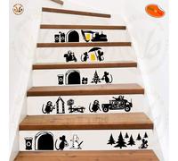 Adesivi murali decora scale family topini scontornati mouse job wal sticker