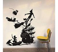 Adesivi murali Decorazioni per la casa Carta da parati Peter Pan Nave pirata Adesivo per camerette per bambini Boy Dream Cartoon 73X57cm