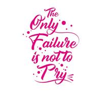 Adesivi murali e murali in vinile citazione motivazionale che dice che il design è solo un fallimento, non provare 60.8x82.2cm Non danneggia la superficie della parete Rosa Rossa