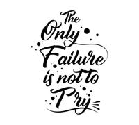 Adesivi murali e murali in vinile citazione motivazionale che dice che il design è solo un fallimento, non provare 49.4x66.8cm Abbellimento murale Nero