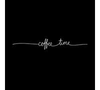 Adesivi murali e murali in vinile disegno a linea continua della parola caffè tempo una linea cornice minimalista del concetto di caffè 21x143.9cm Vetrine Bianco