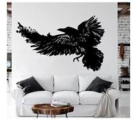 Adesivi murali fai da te Decalcomanie da muro di animali della natura con ala di uccello corvo 72x46cm Adesivi da parete Decorazioni per la casa