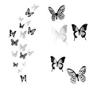 Adesivi Murali Farfalla, 36 Pezzi Bianco e Nero Adesivi Farfalle 3d Farfalle Decorative da Parete Adesive per la Casa Fai-da-te Camera da Letto/Soggiorno/Ufficio