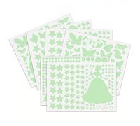 Adesivi murali fosforescenti con fatina e farfalla, 5 fogli di adesivi luminosi a forma di stella, per camera da letto e cameretta dei bambini, colore verde, 17,8 x 13,5 cm
