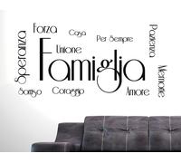 ADESIVI MURALI FRASE WALL STICKERS FAMIGLIA AMORE FORZA PAZIENZA CORAGGIO CASA