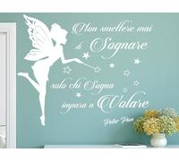 ADESIVI MURALI FRASI CITAZIONE NON SMETTERE MAI DI SOGNARE PETER PAN Stickers