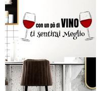 Adesivi murali frasi cucina con un pò di vino decorazione wall stickers da muro
