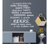 adesivi murali frasi le regole della vita per parete wall stickers da muro