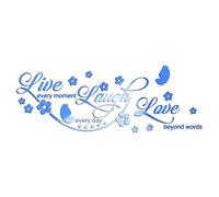 Adesivi murali in acrilico 3D a specchio con decorazioni a forma di farfalla 3D, fai da te Live Love Laugh Flower Home Quotes Decalcomania da muro per la decorazione della casa, matrimonio