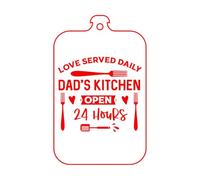 Adesivi murali in carta da parati Grembiule da cucina con tagliere dice amore Servito tutti i giorni La cucina di papà è aperta 24 ore su 24 57.6x92.6cm Rosso
